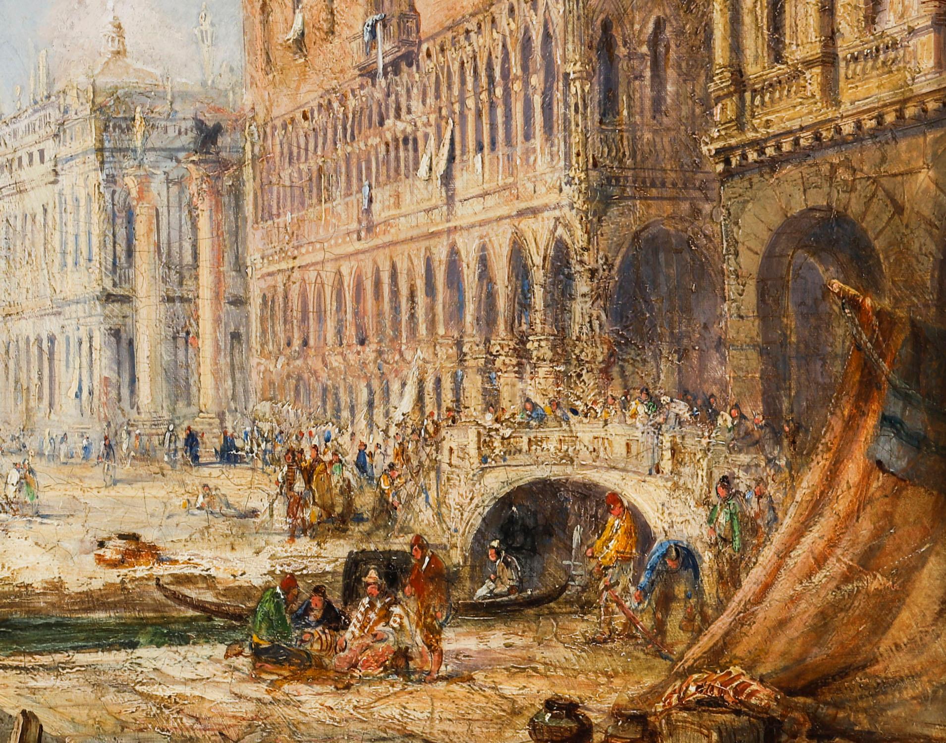 Antico dipinto a olio Il Palazzo dei Dogi Venezia Jane Vivian XIX secolo in vendita 1