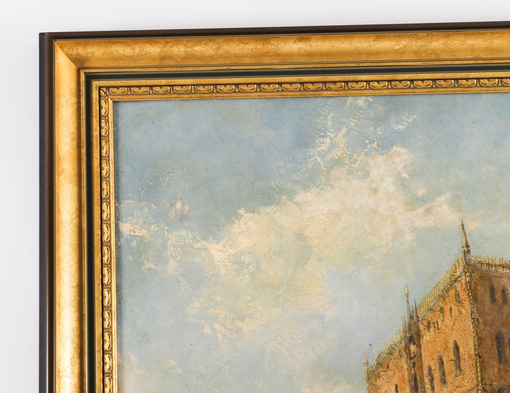 Antico dipinto a olio Il Palazzo dei Dogi Venezia Jane Vivian XIX secolo in vendita 2