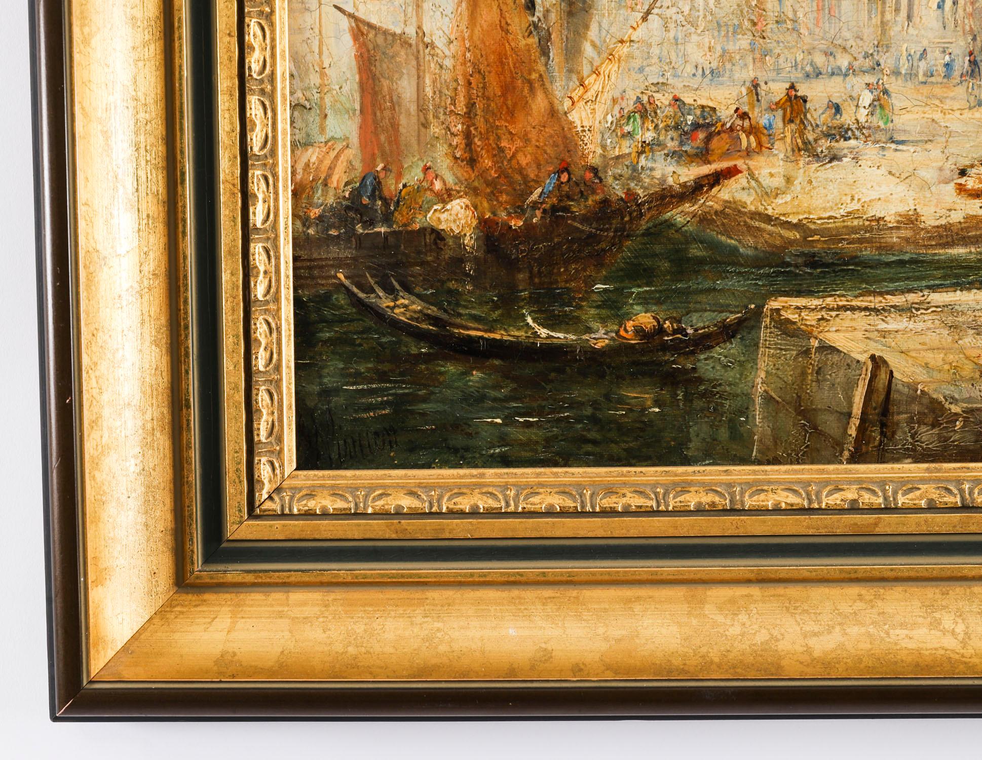 Antico dipinto a olio Il Palazzo dei Dogi Venezia Jane Vivian XIX secolo in vendita 3