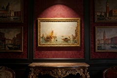 Peinture à l'huile ancienne "La lagune de Venise" Jane Vivian 19ème siècle