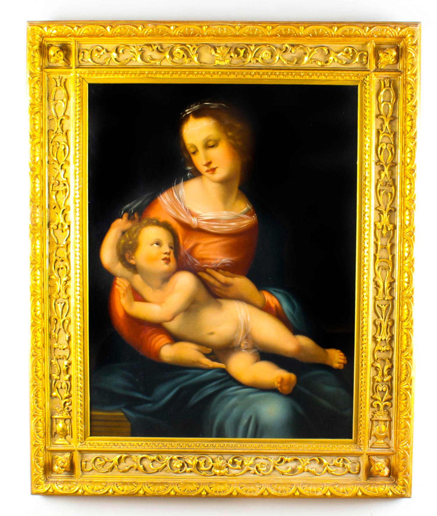 Antique Oil Painting 'The Mother and Child' by Egisto Manzuoli 19th Century 4