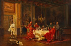 Antique Oil Painting "The Toast" after Francesco Brunnery 19th Century