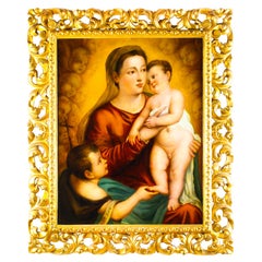 Antique Oil Painting 'The Virgin Child and Saint John' by Egisto Manzuoli