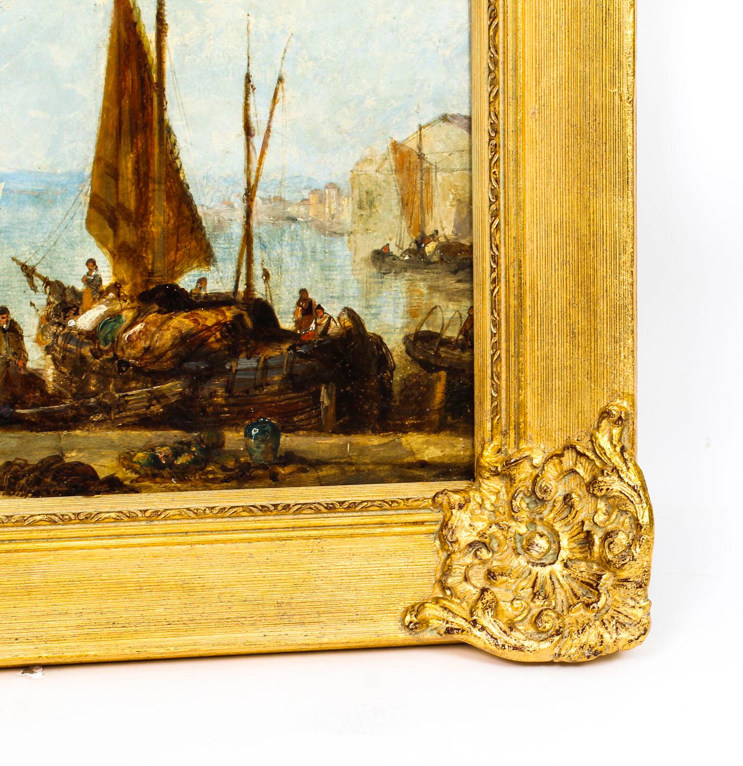 Antique Oil Painting Venetian Scene of The Grand Canal J.Vivian, 19th Century In Good Condition In London, GB