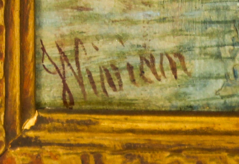 Antique Oil Painting Scene of The Grand Canal J.Vivian, 19th