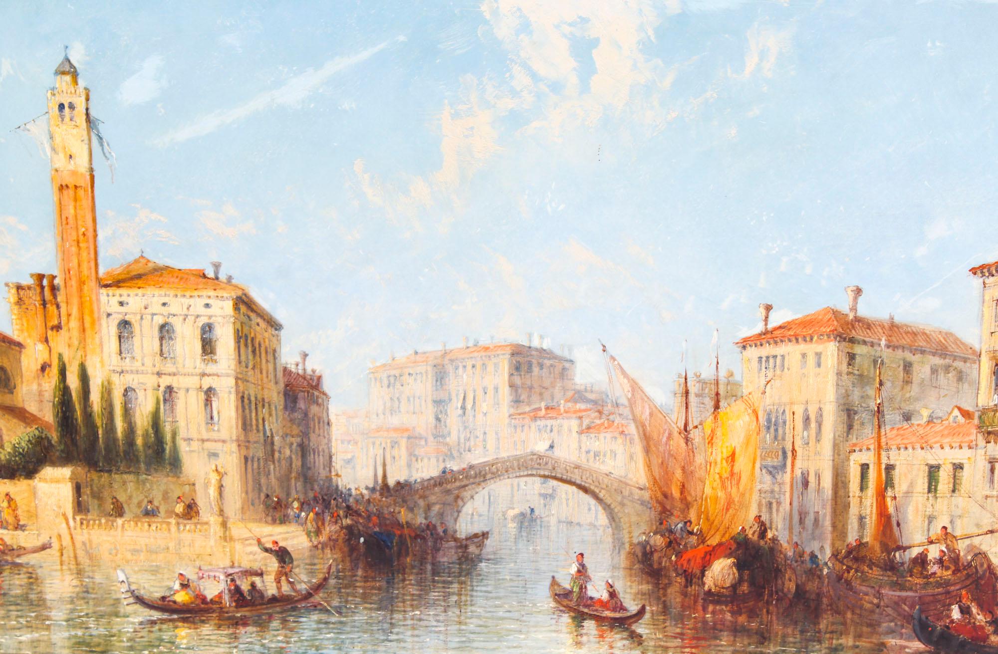 This wonderful oil on canvas painting by Jane Vivian (Active 1869-1890) beautifully captures a Venetian Scene of The Grand Canal.

This is a stunning painting of the most painted city in the history of art - Venice.

It is housed in it's original