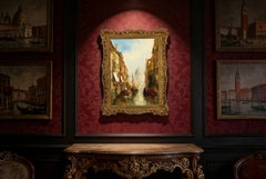 Peinture à l'huile ancienne vue de San Simeone Piccolo J. Vivian 19ème siècle