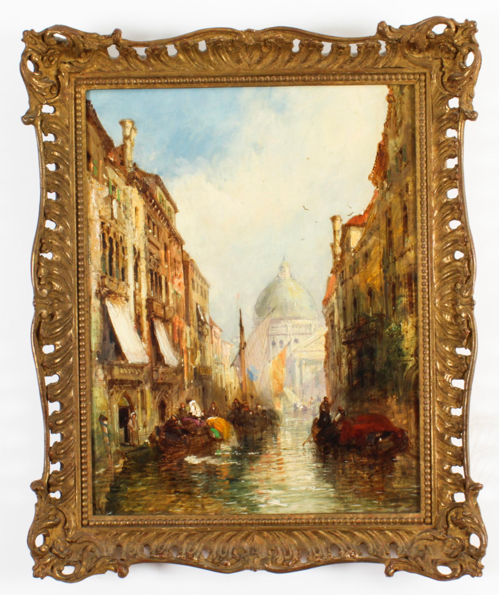 Antique Oil Painting View of San Simeone Piccolo J.Vivian 19th C For Sale 5
