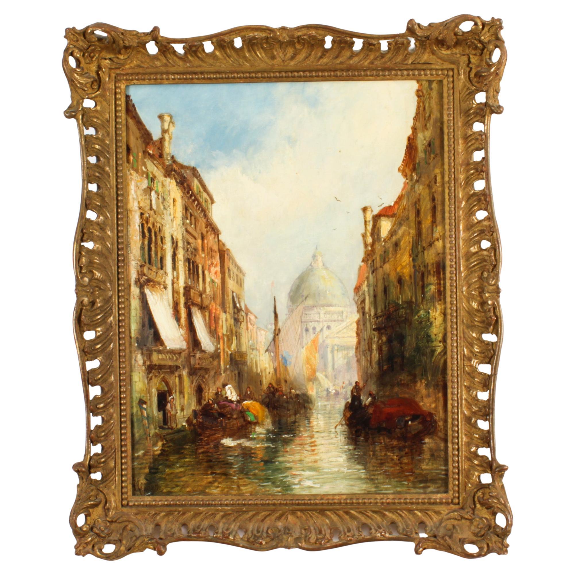 Antique Oil Painting View of San Simeone Piccolo J.Vivian 19th C For Sale