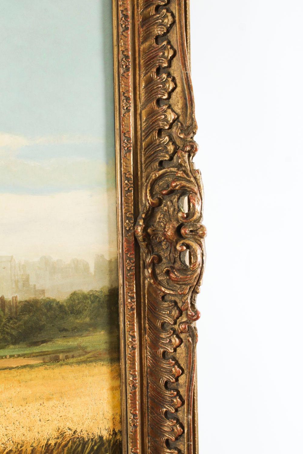 Antique Oil Painting Windsor Castle by Alfred H. Vickers Early 19th Century 6