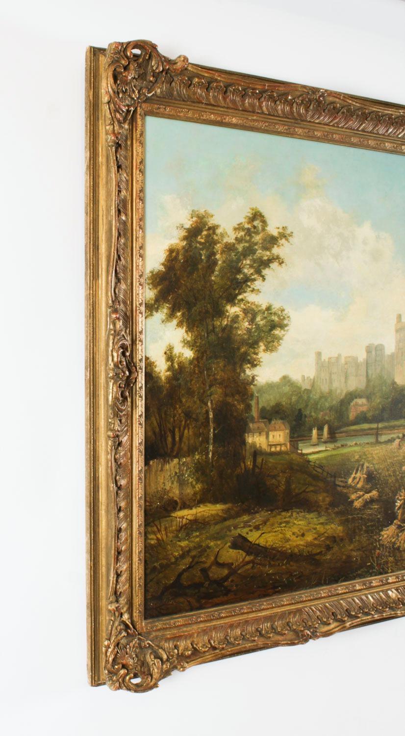 Antique Oil Painting Windsor Castle by Alfred H. Vickers Early 19th Century 11