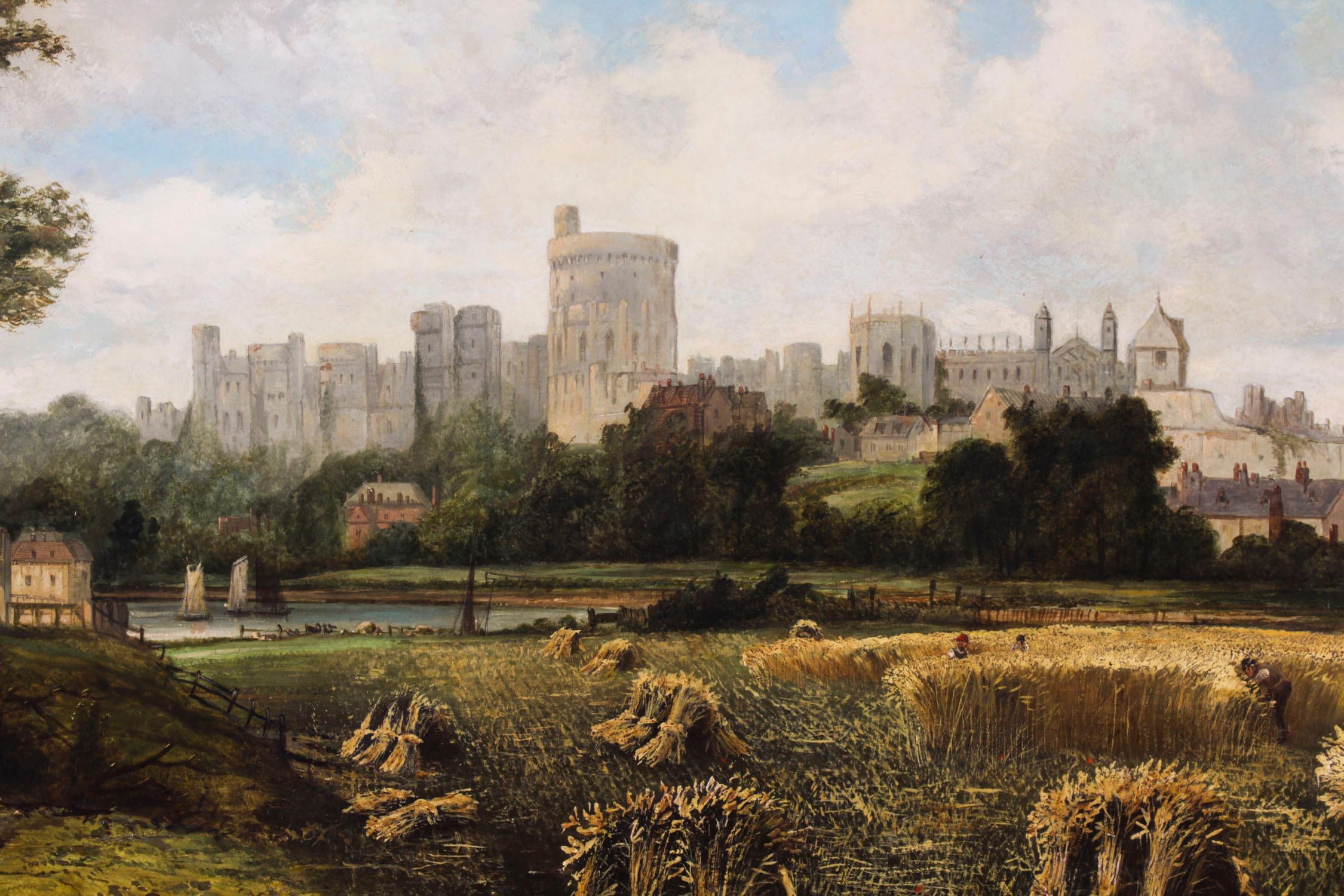 Antique Oil Painting Windsor Castle by Alfred H. Vickers Early 19th Century In Good Condition In London, GB