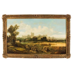 Antique Oil Painting Windsor Castle by Alfred H. Vickers Early 19th Century