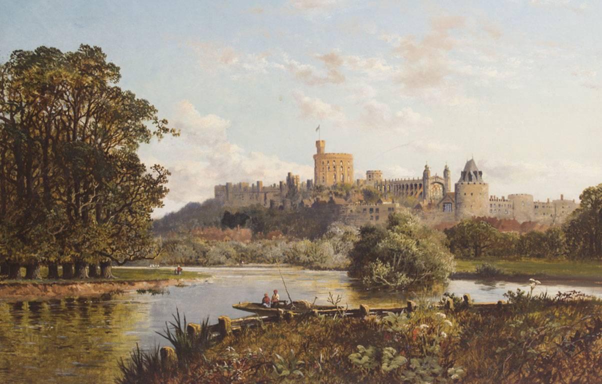 This is a delightful oil on canvas painting of Windsor Castle by the renowned British artist Edmund John Niemann (1813-1876) signed lower right.

This vibrantly painted oil captures the striking view of Windsor Castle in the background and the
