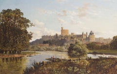Antique Oil Painting "Windsor Castle" Edmund John Niemann 19th Century