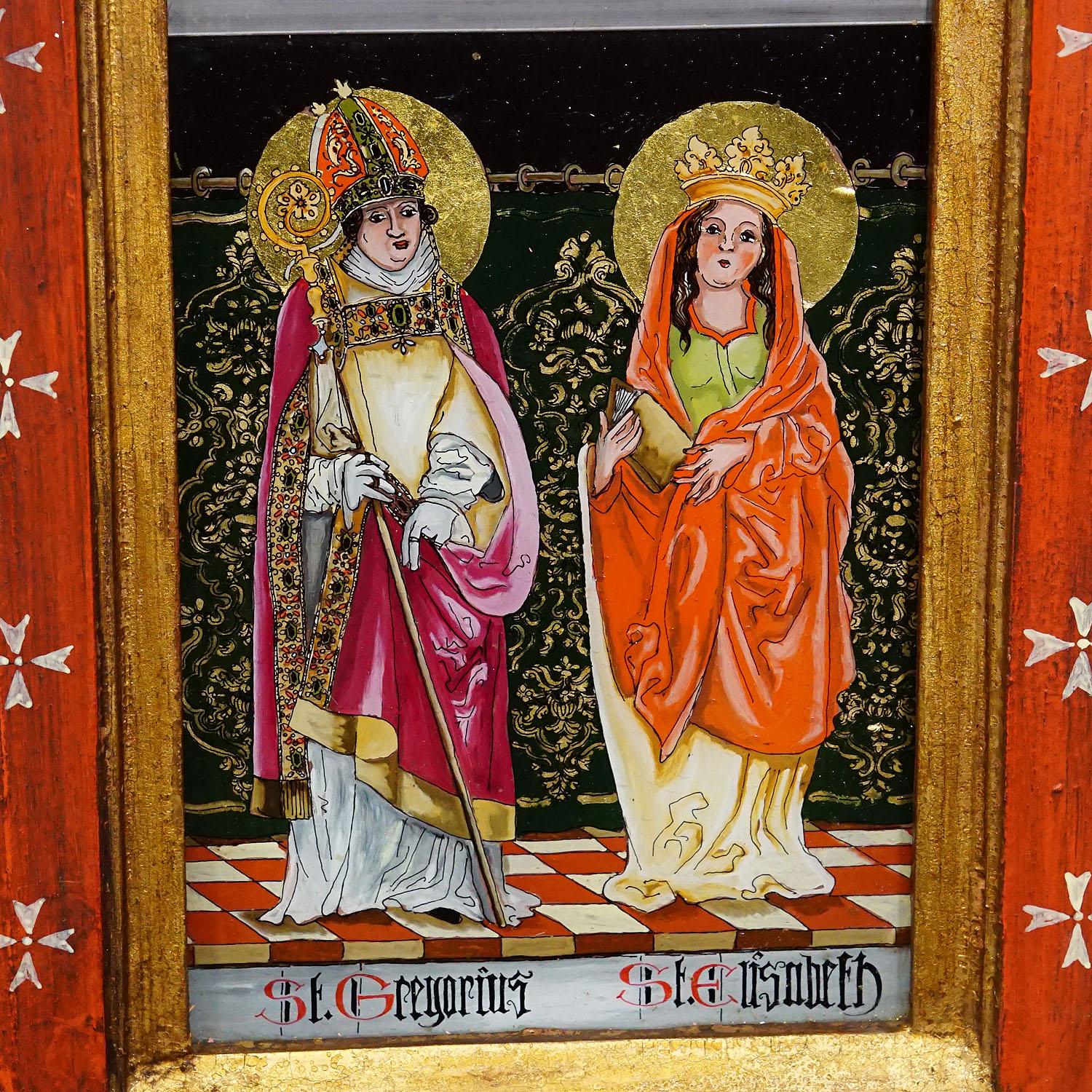 Antikes Ölgemälde mit vier Heiligen, Deutschland ca. 1920er Jahre im Zustand „Gut“ im Angebot in Berghuelen, DE