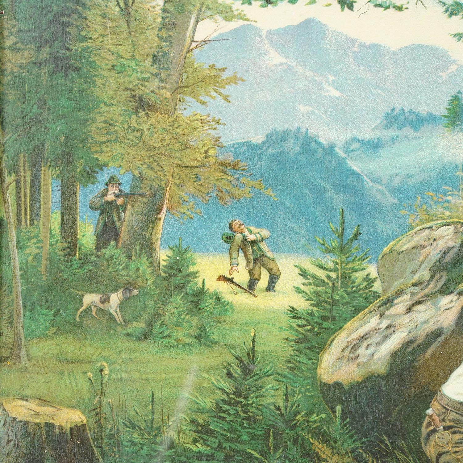 Antiker Öldruck mit Schwarzwälder Bauern-Szene nach Josef Ringeisen (Land) im Angebot