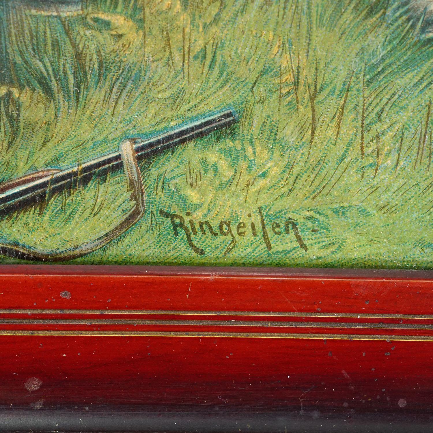 Antiker Öldruck mit Schwarzwälder Bauern-Szene nach Josef Ringeisen (Deutsch) im Angebot
