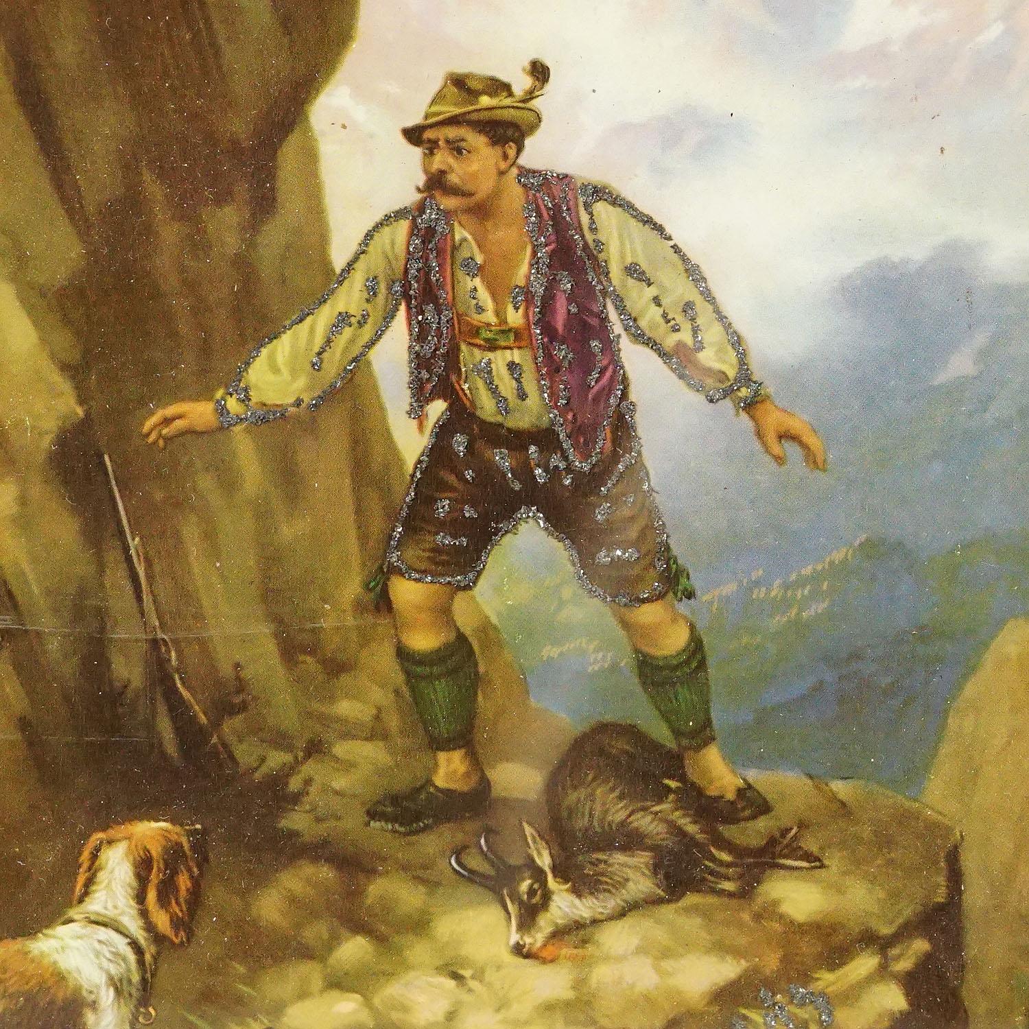 Impression à l'huile ancienne avec scène de pêcheur dramatique d'après Josef Ringeisen Bon état - En vente à Berghuelen, DE