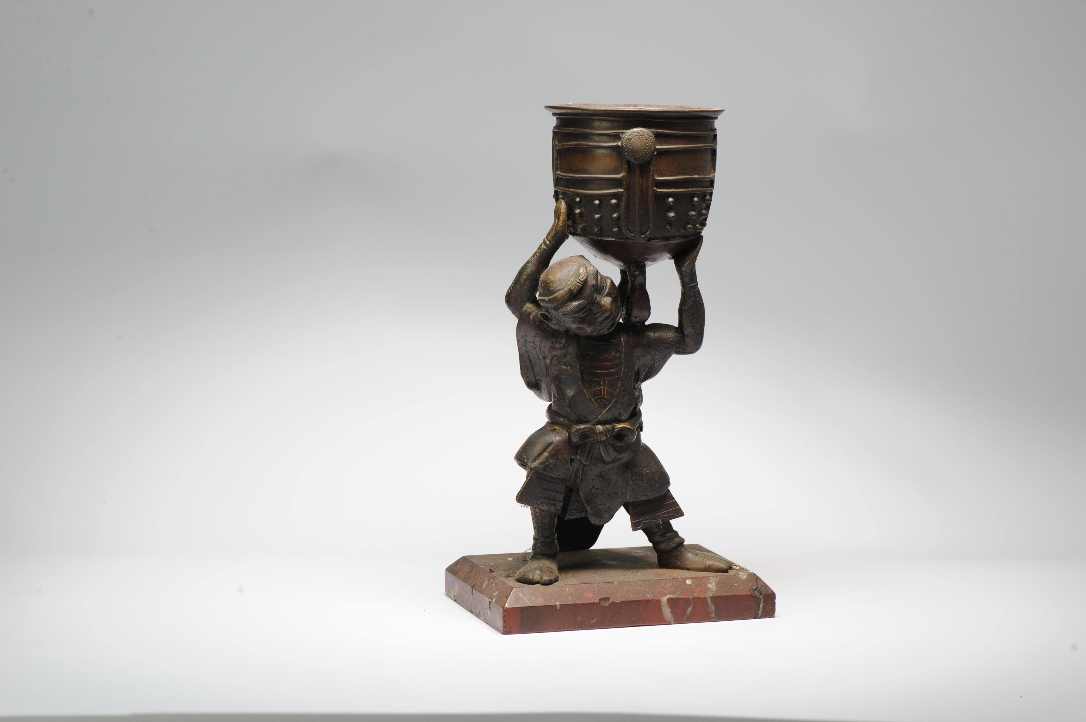 Antique Okimono Bronze Japanese Statue Man Carrying basket Japan For Sale 6