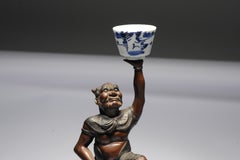 Antique Okimono Bronze Japanese Statue Man Carrying Something Japan