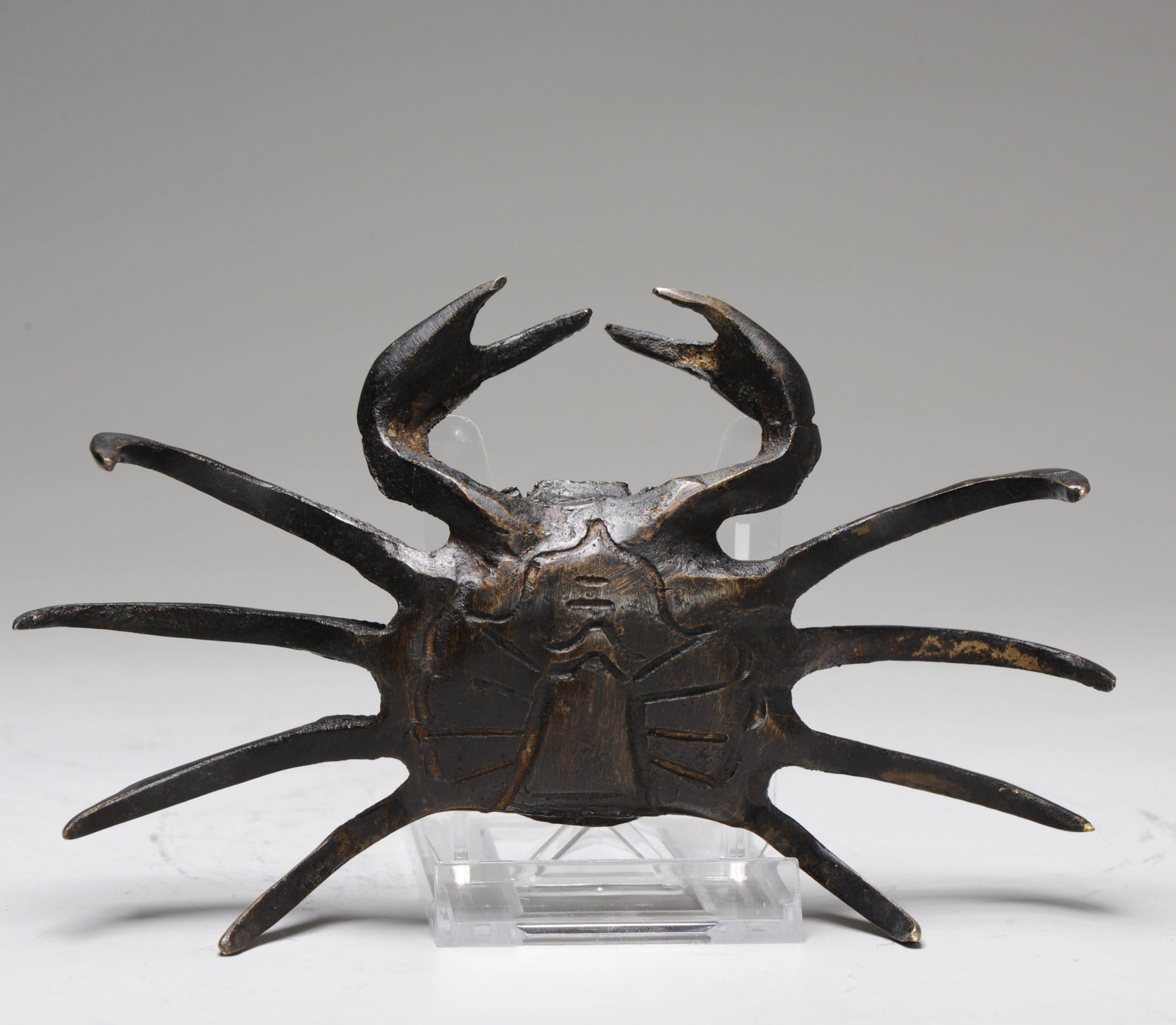 Antique Okimono Bronze Japanese Statue of a Crab 19th C Meiji Japan For Sale 8