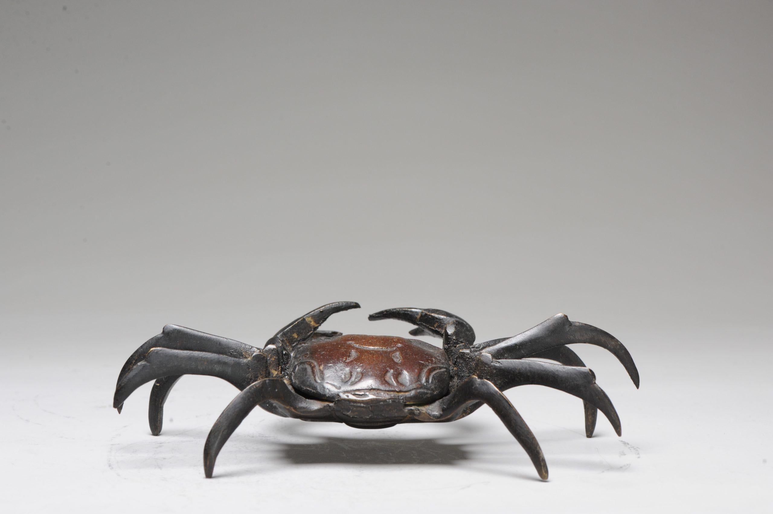 Antique Okimono Bronze Japanese Statue of a Crab 19th C Meiji Japan For Sale 3