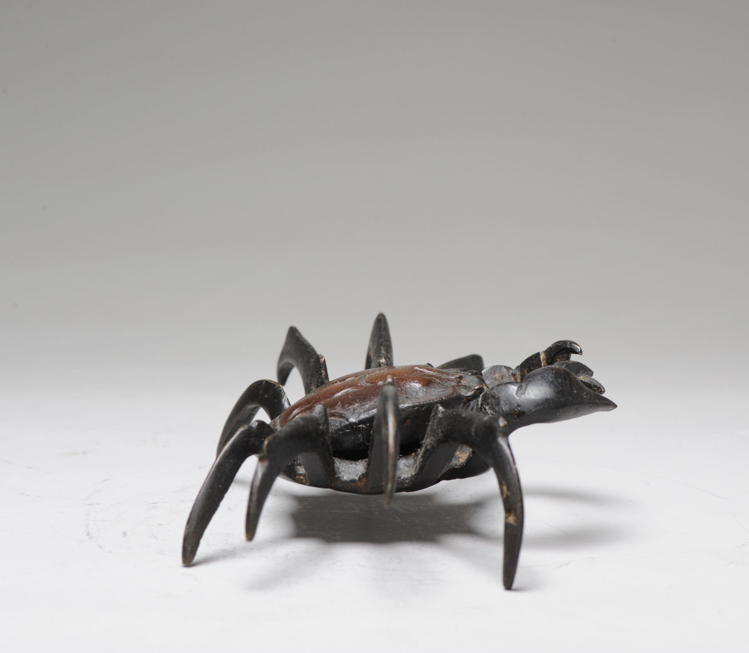 Antique Okimono Bronze Japanese Statue of a Crab 19th C Meiji Japan For Sale 5