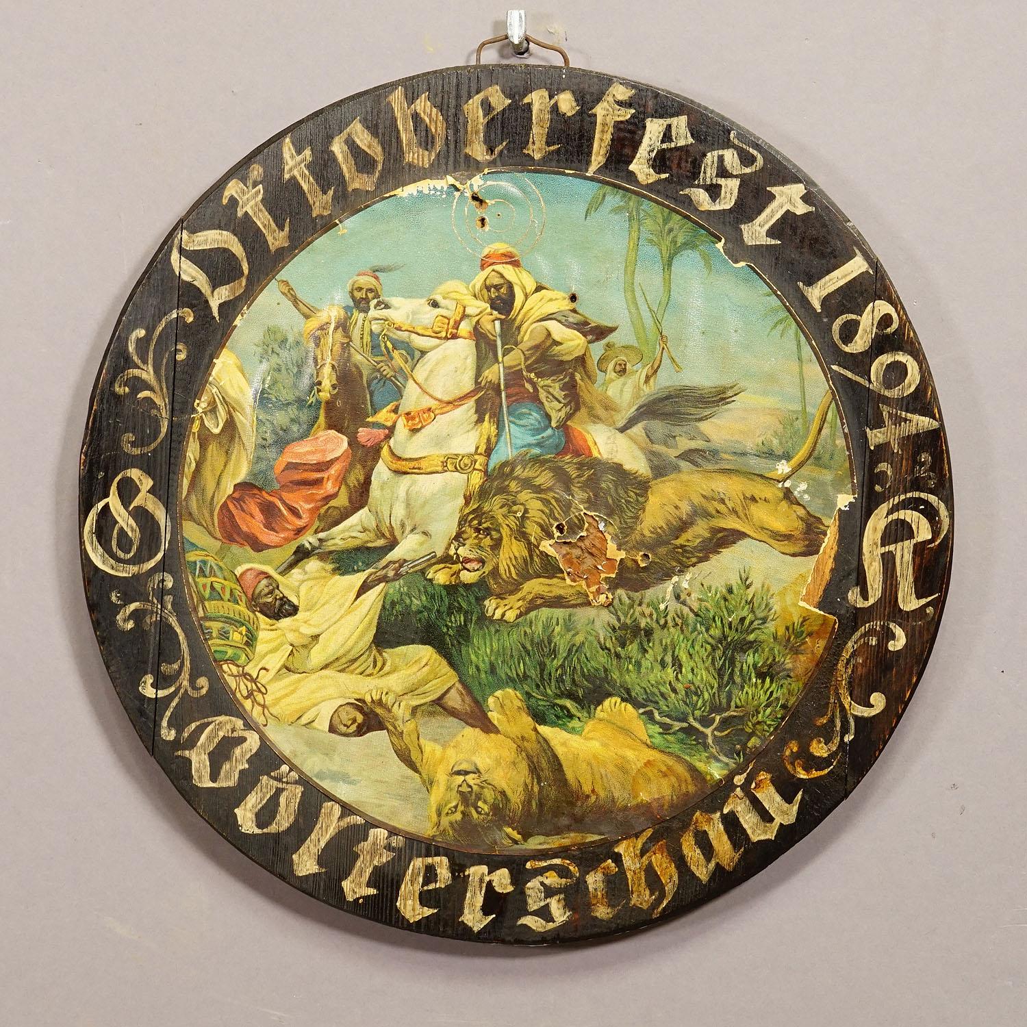 Black Forest Antique Oktoberfest Marksman Target Plaque 1894