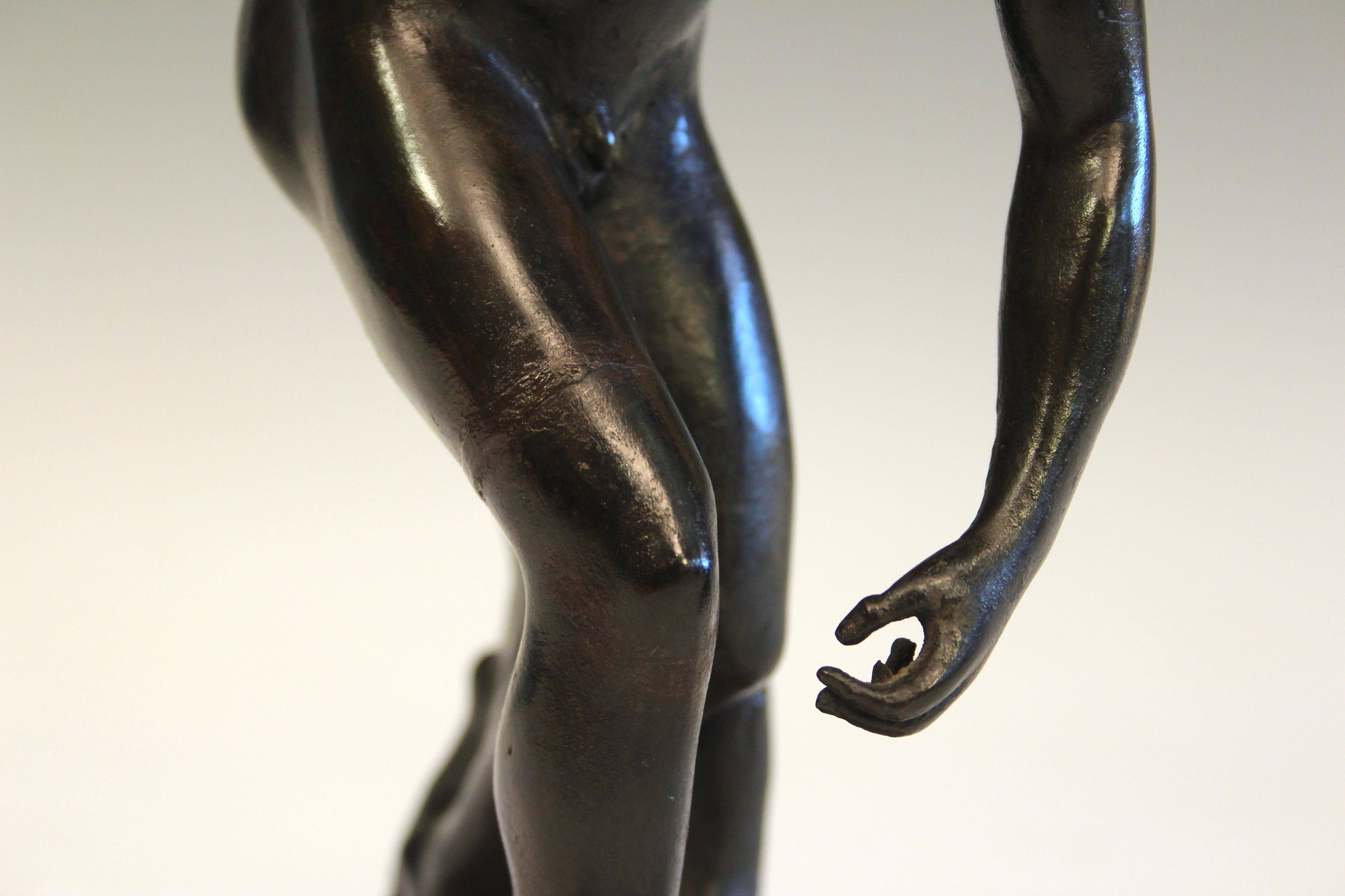 Figura Antigua de Bronce Gran Tour Lanzador de Disco Antiguo Griego Verdigris 10 en venta 3