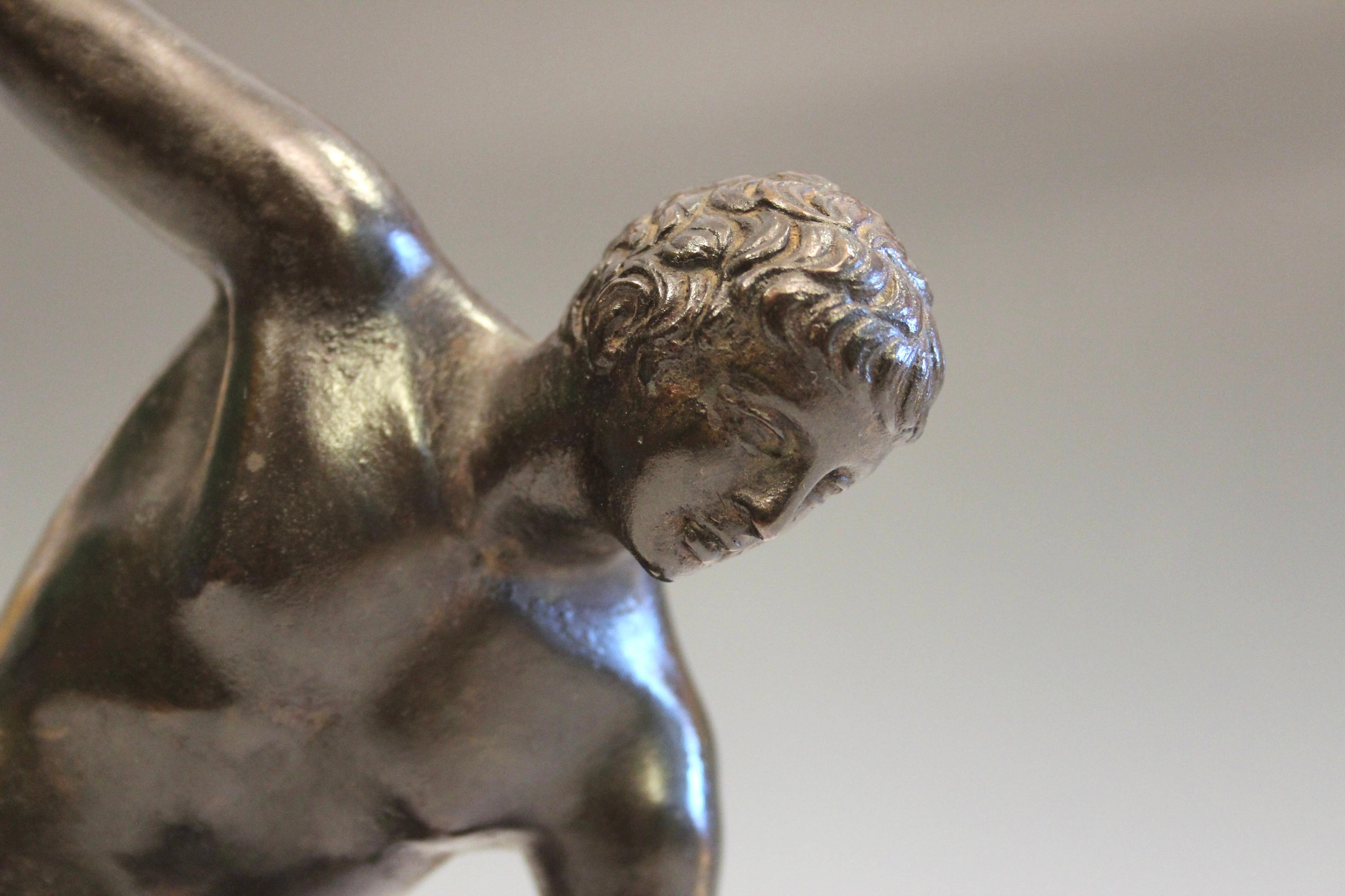 Figura Antigua de Bronce Gran Tour Lanzador de Disco Antiguo Griego Verdigris 10 en venta 8