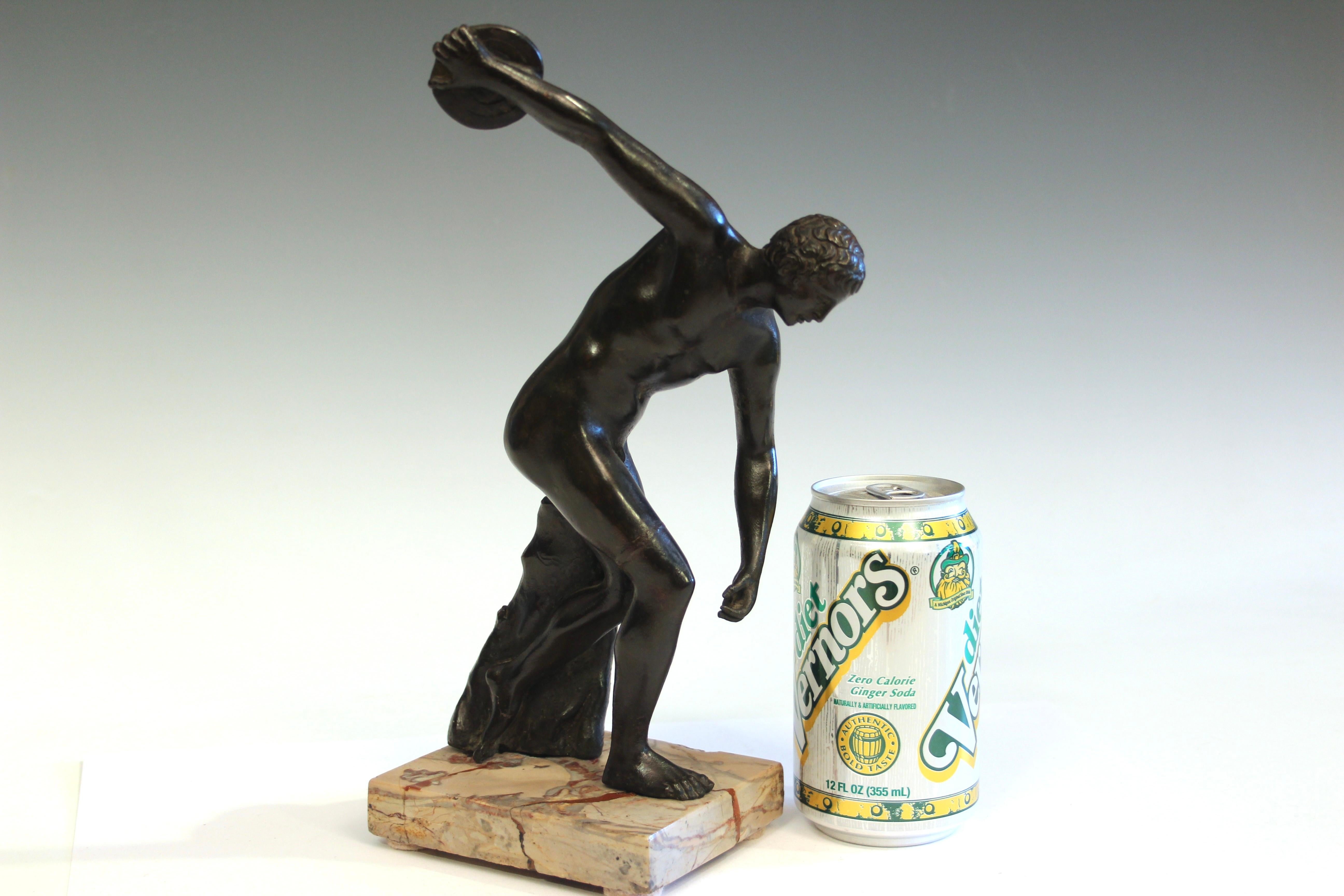 Figura Antigua de Bronce Gran Tour Lanzador de Disco Antiguo Griego Verdigris 10 en venta 11