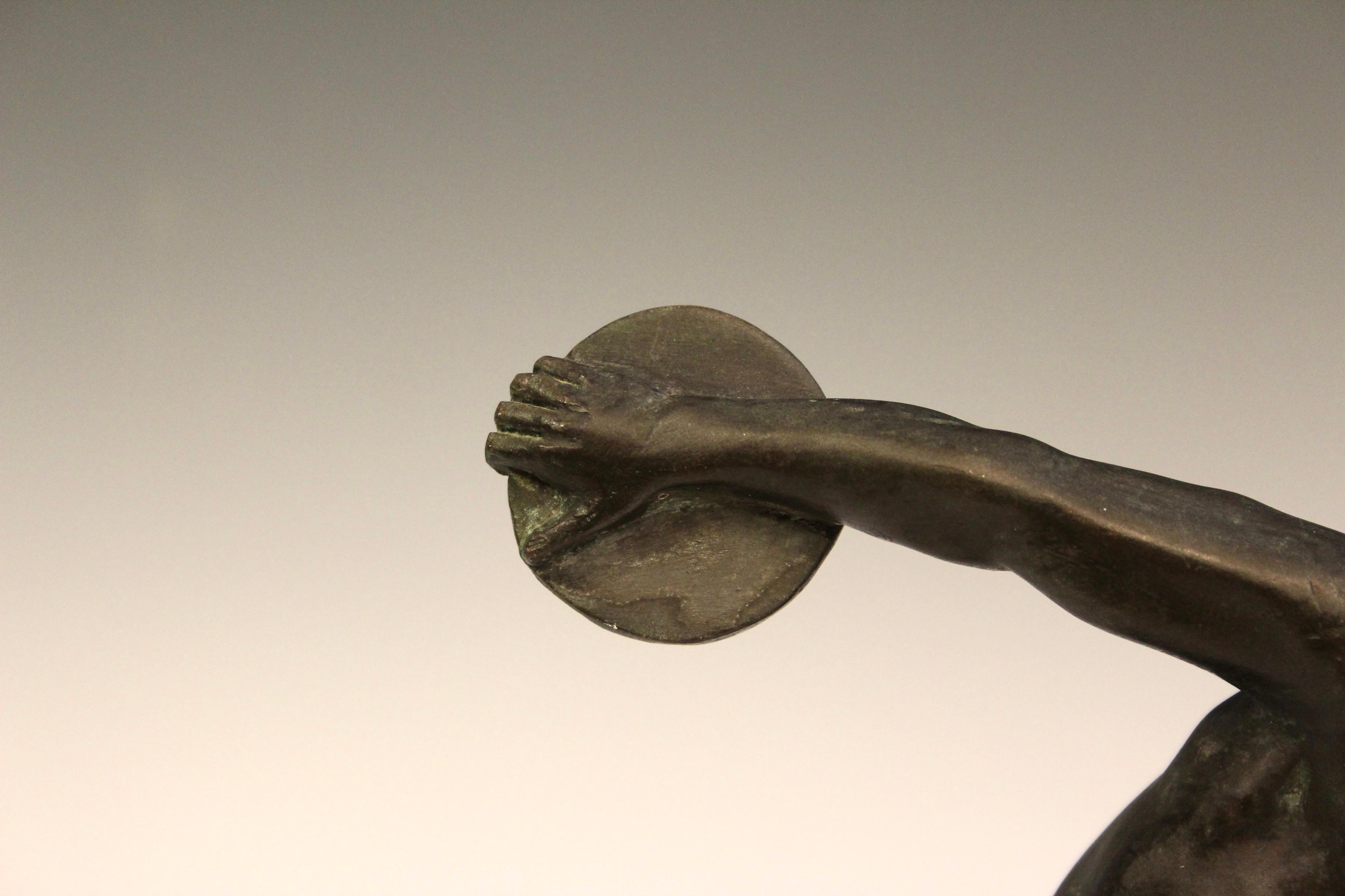 Italian Antique Old Bronze Figure Grand Tour Discus Thrower Ancient Greek Verdigris 10