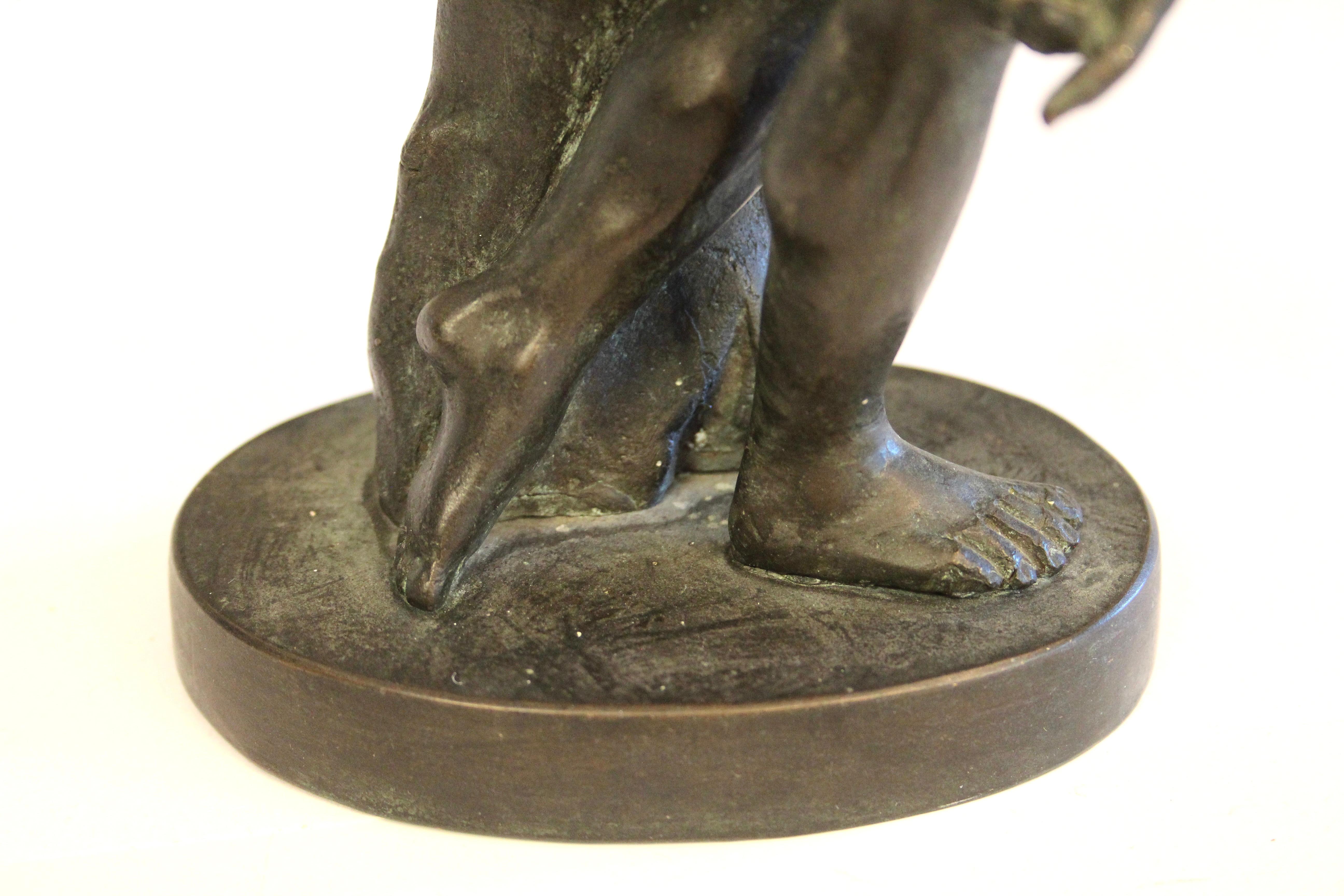Italian Antique Old Bronze Figure Grand Tour Discus Thrower Ancient Greek Verdigris 10