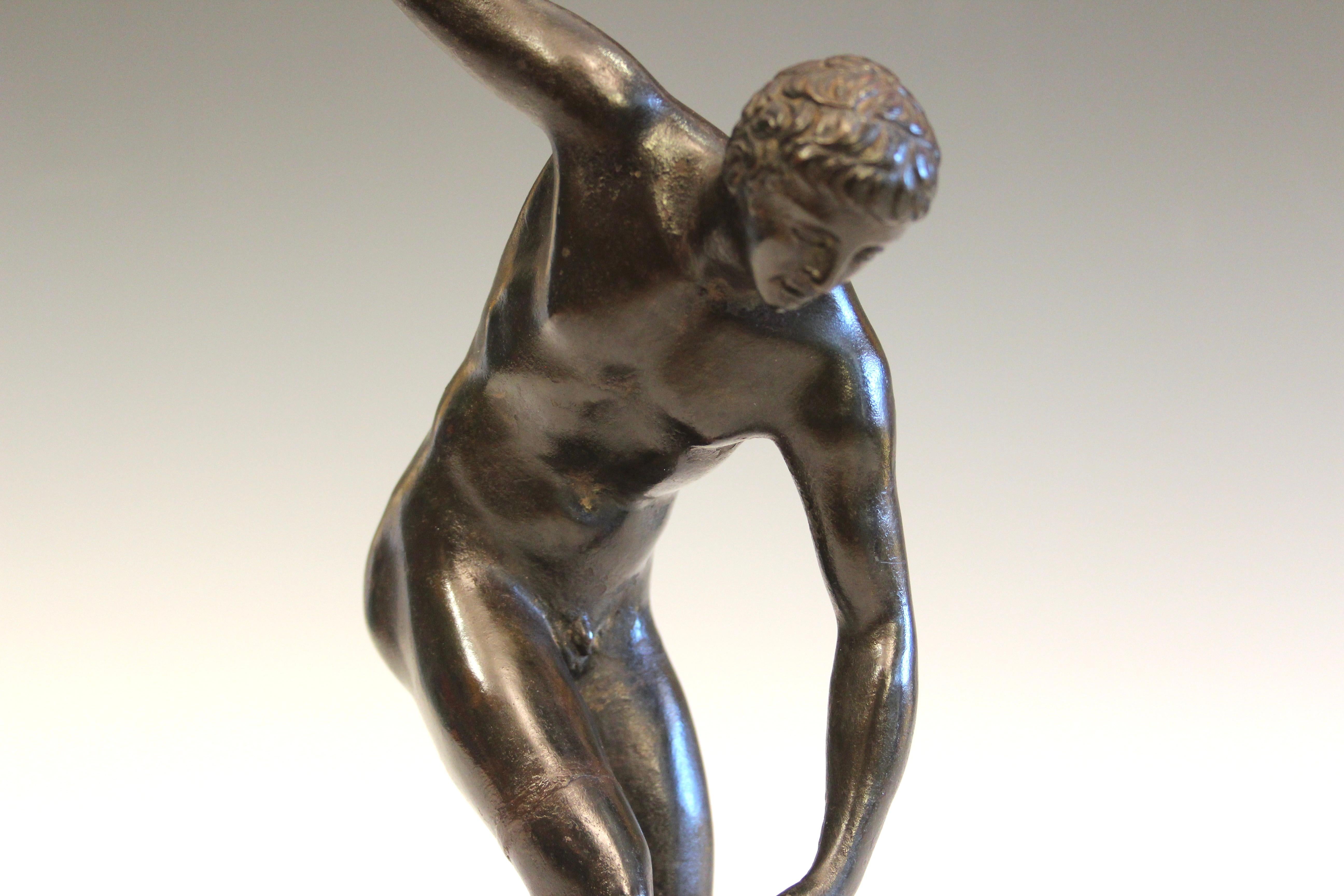 Figura Antigua de Bronce Gran Tour Lanzador de Disco Antiguo Griego Verdigris 10 en venta 2
