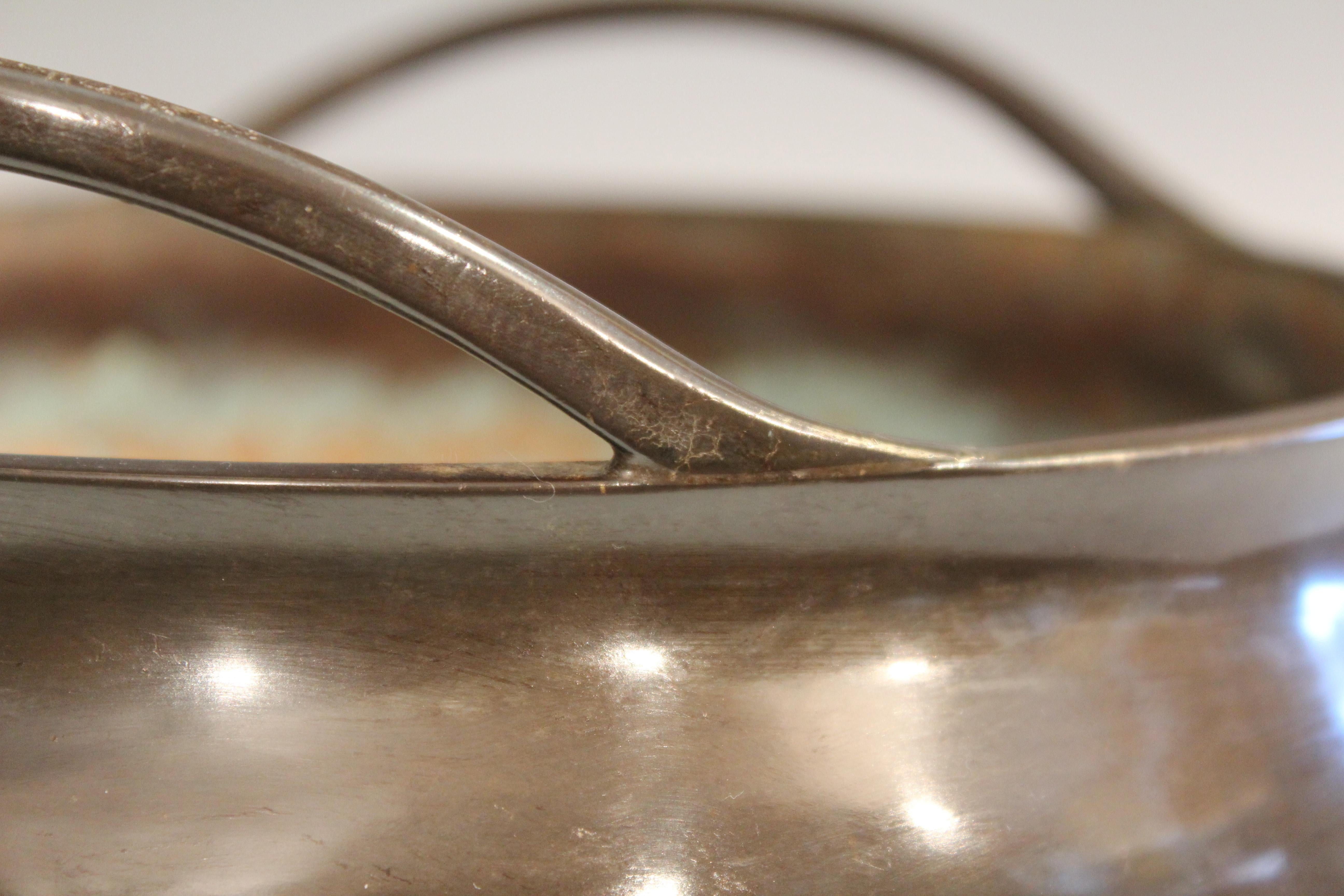 20th Century Antique Old Chinese Bronze Large Censor Footed Bowl Antique Patinated