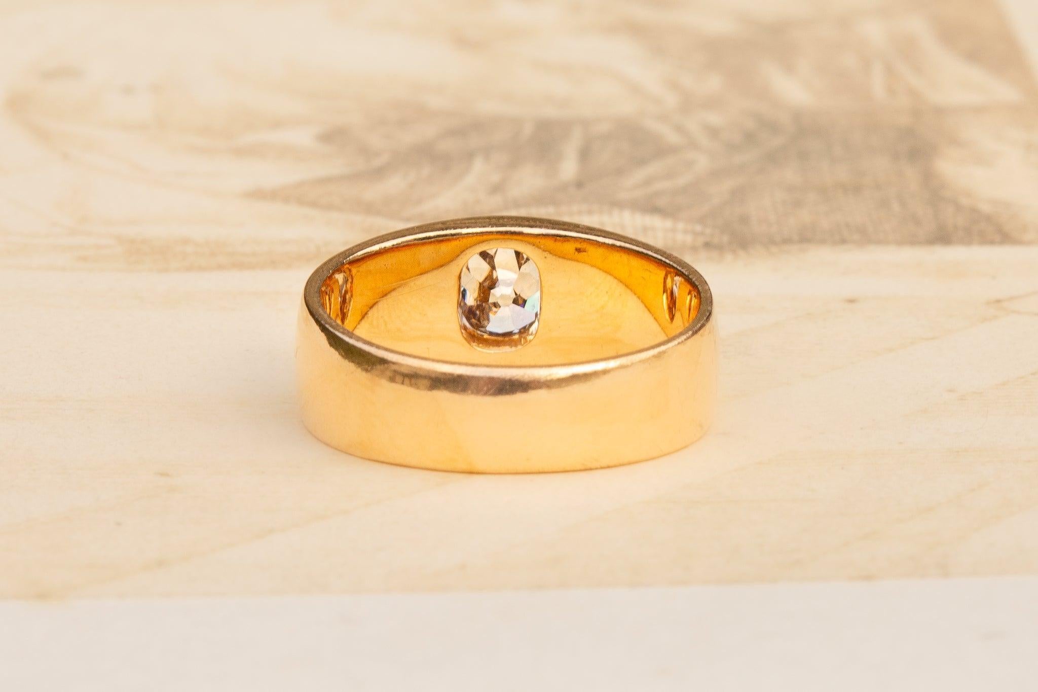  Antiquities Old Cut 1ct Diamond Ring Vintage Engagement Ring Solitaire Band Unisexe 