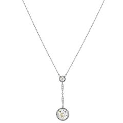 Antique Old Cut 5.57cts Diamond Platinum Lariat Necklace