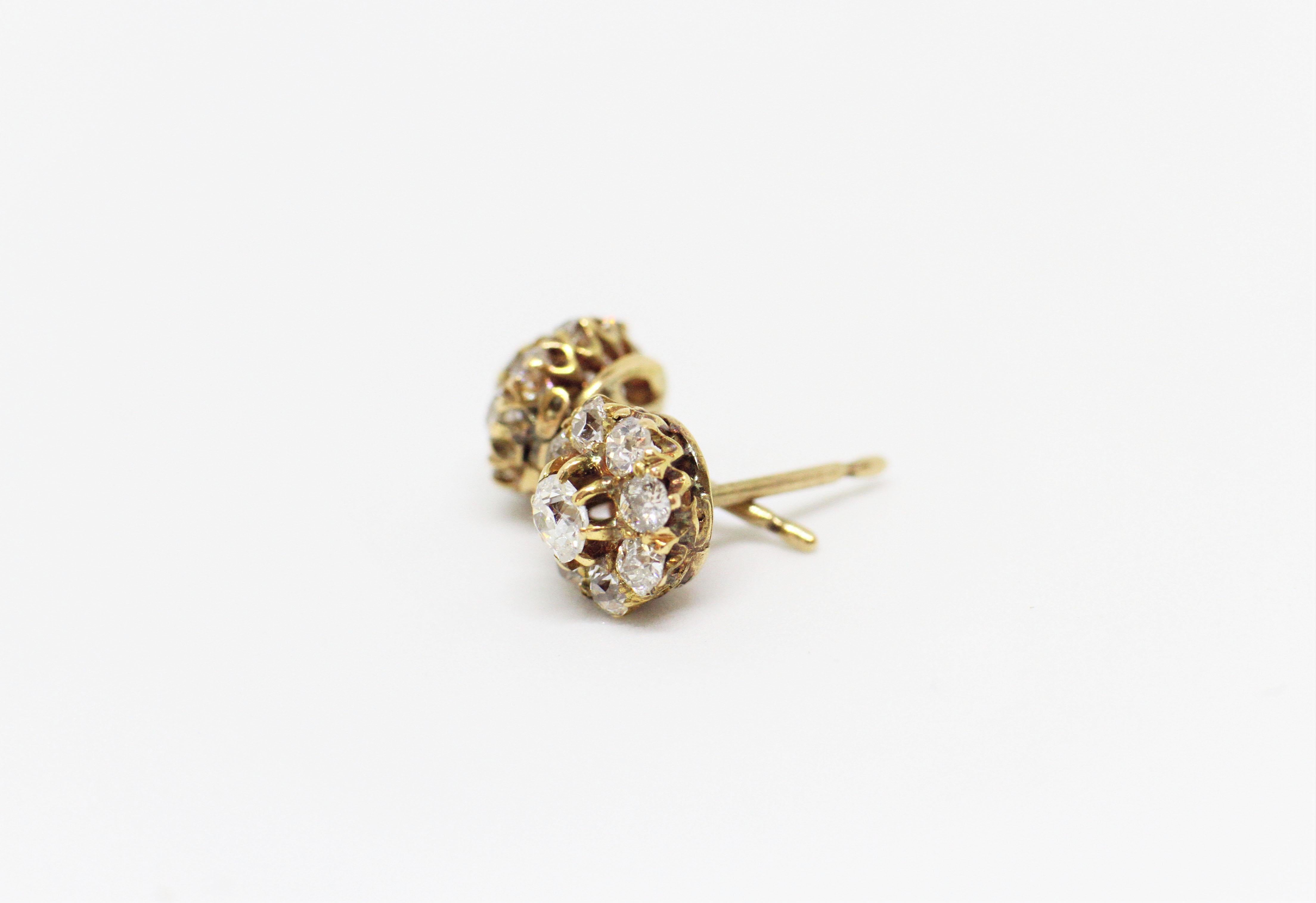 Old Mine Cut Antique Old Cut Coronet Cluster Earrings, circa 1890