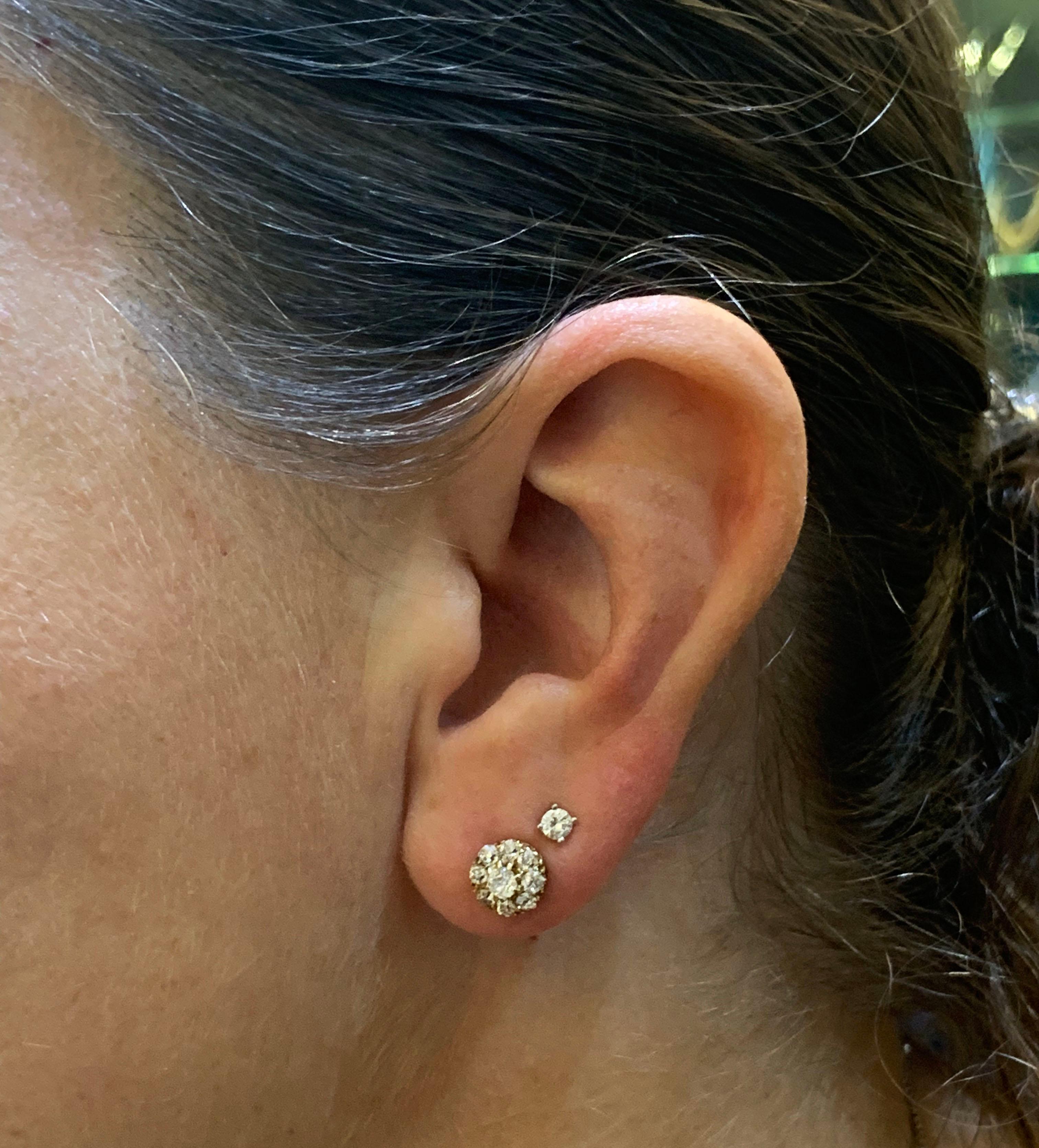 Antique Old Cut Coronet Cluster Earrings, circa 1890 In Good Condition In London, GB