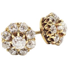 Antique Old Cut Coronet Cluster Earrings, circa 1890