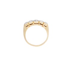 Antique Old Cut Diamond 18 Carat Yellow and White Gold Five-Stone Ring
