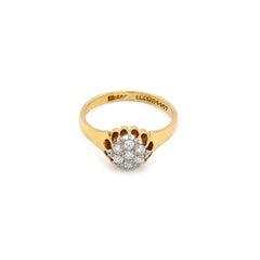 Antiker Old Cut Diamant 18 Karat Gelbgold und Platin Cluster Ring