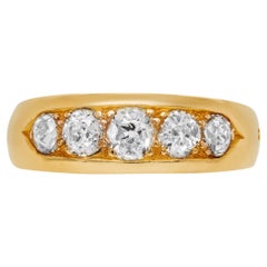 Antique Old Cut Diamond 18 Carat Yellow Gold Five-Stone Ring, 1886