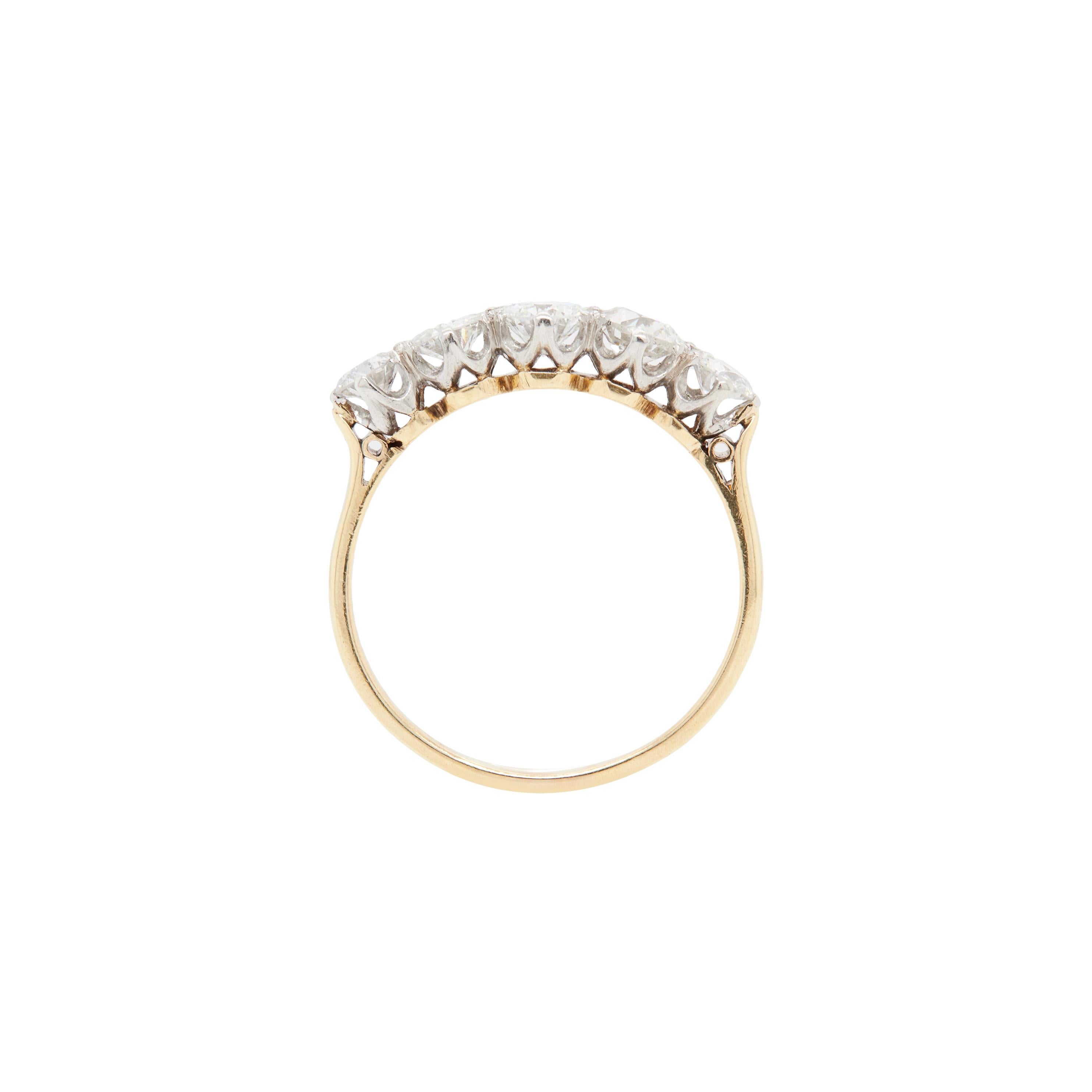 Introducing an absolutely stunning antique five stone ring, dating back to around the 1920's.

Showcasing fine attention to detail and amazing craftsmanship, this magnificent piece is masterfully set with five striking old European cut diamonds,