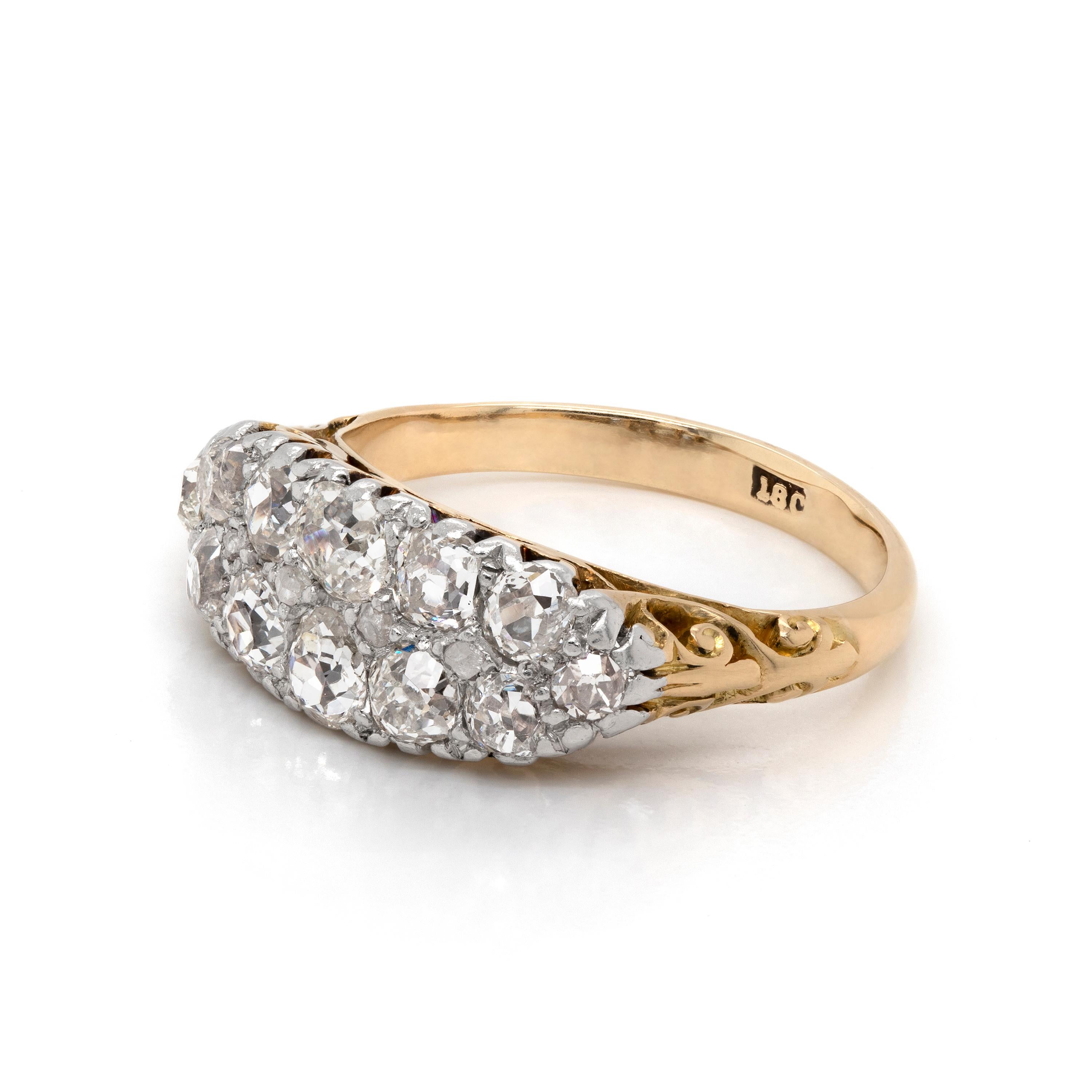 antique 18ct gold and platinum diamond ring
