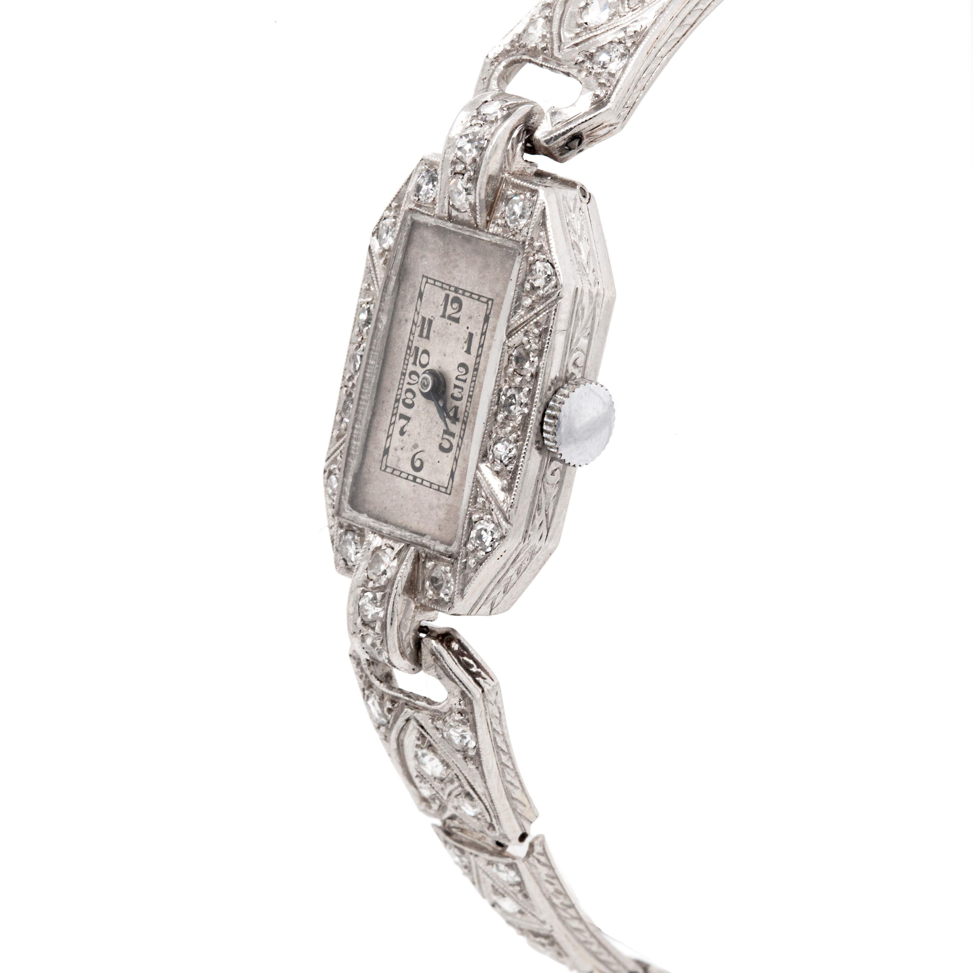 Antique Old Cut Diamond and Platinum Art Deco Cocktail Watch, circa 1920's In Good Condition For Sale In London, GB