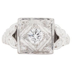 Antique Old Cut Diamond and Platinum Hand Carved Cluster Dress Ring, circa 1920s