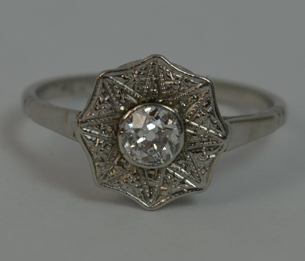 Antique Old Cut Diamond and Platinum Solitaire Ring 5