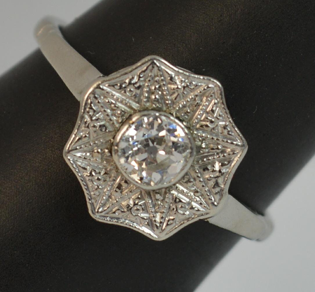 Antique Old Cut Diamond and Platinum Solitaire Ring In Excellent Condition In St Helens, GB